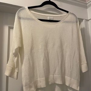 NY&Co, Size M, crop-sleeve, Ivory, see-through, knit top